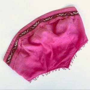 Le Chateu Tie-up Beaded Bandeau Crop Top